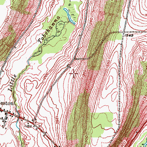 Topographic Map of Allen Farms, NY