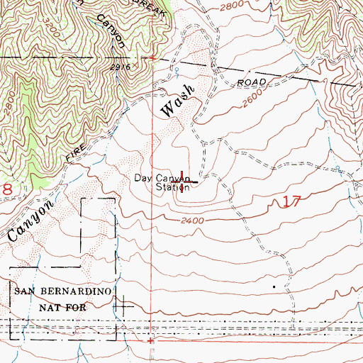 Topographic Map of Day Canyon Station, CA