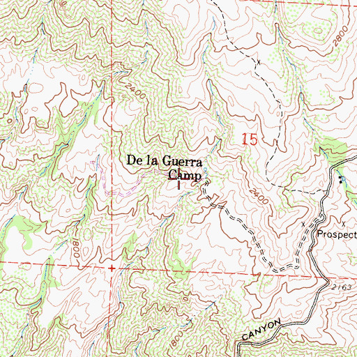 Topographic Map of De la Guerra Camp, CA