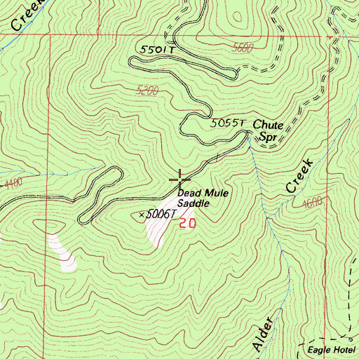 Topographic Map of Dead Mule Saddle, CA