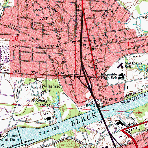 Topographic Map of Georgine Clarke Building, AL