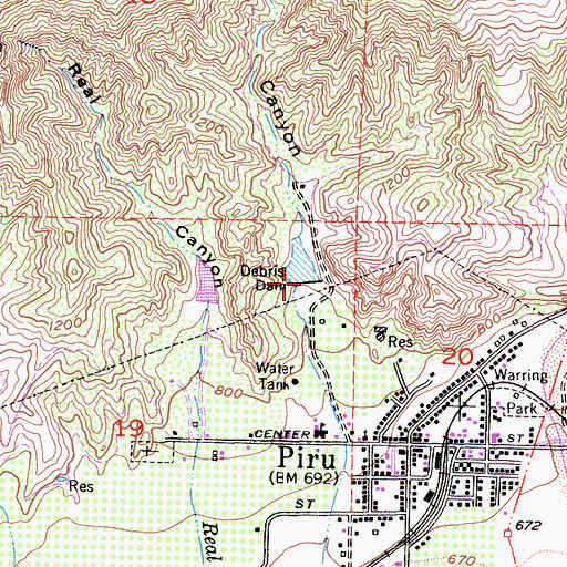 Topographic Map of Debris Dam, CA