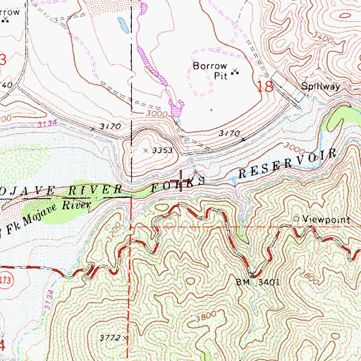 Topographic Map of Deep Creek, CA