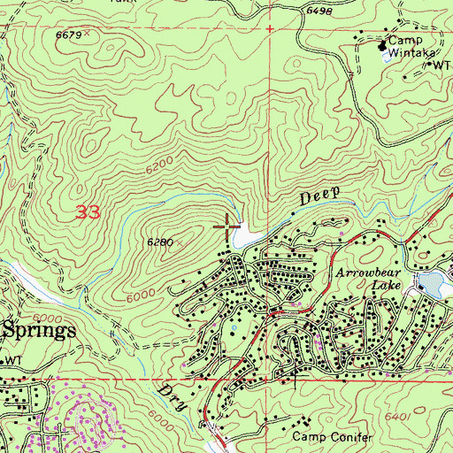 Topographic Map of Deep Creek Lake, CA