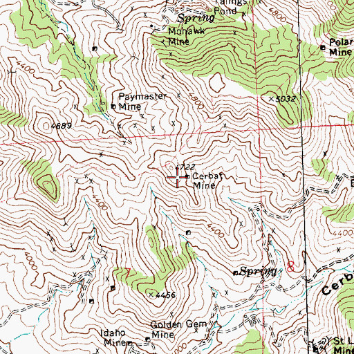 Topographic Map of Cerbat Mine, AZ