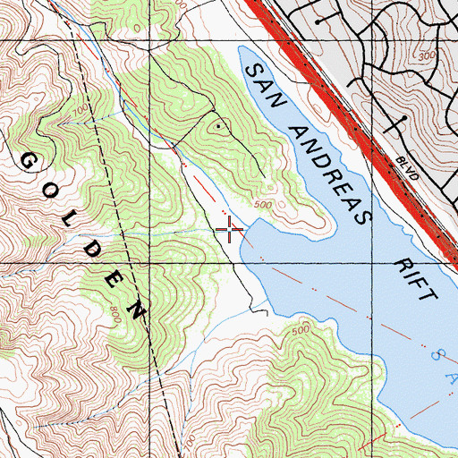 Topographic Map of San Andreas Creek, CA