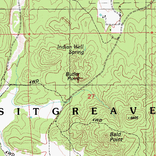 Topographic Map of Butler Point, AZ