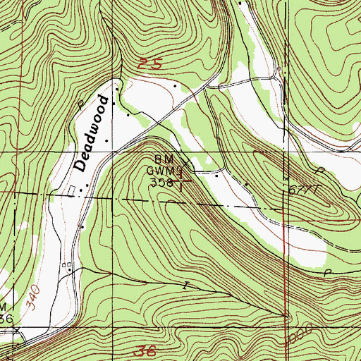 Topographic Map of Deadwood Creek Covered Bridge, OR
