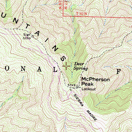 Topographic Map of Deer Spring, CA