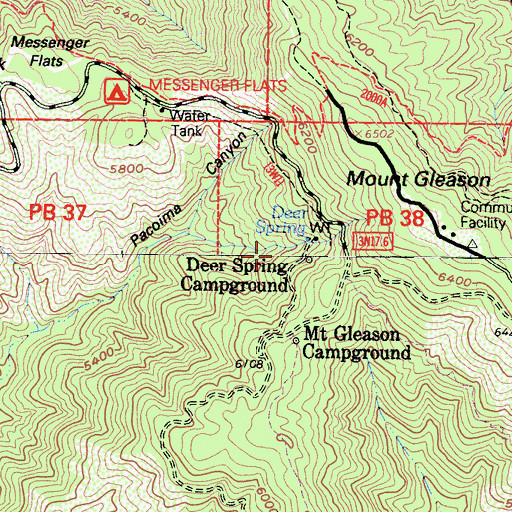 Topographic Map of Deer Spring Campground, CA