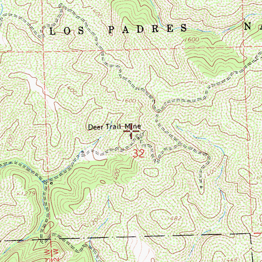 Topographic Map of Deer Trail Mine, CA
