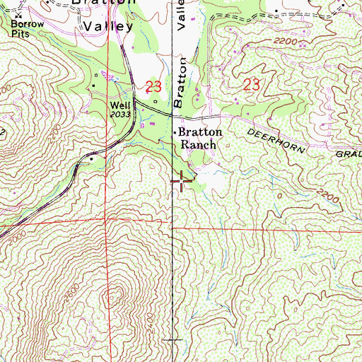 Topographic Map of Deerhorn Valley, CA