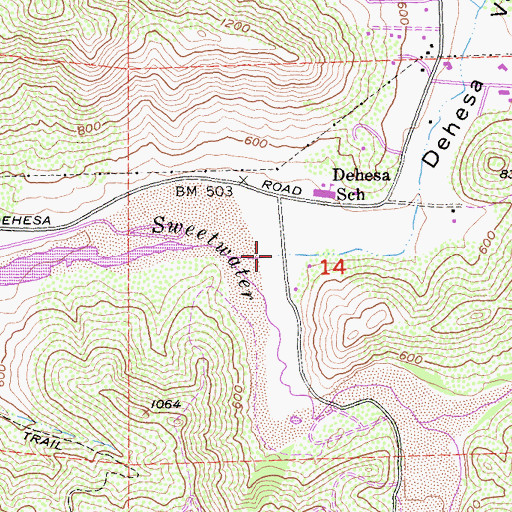 Topographic Map of Dehesa Valley, CA