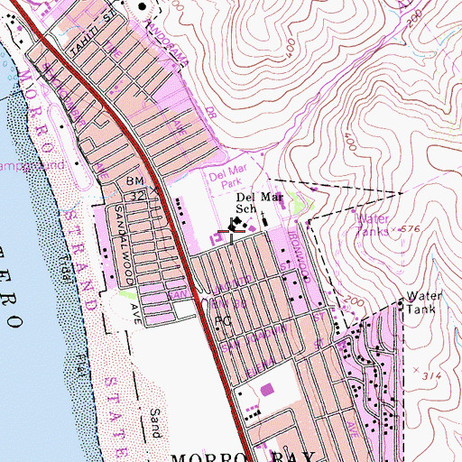 Topographic Map of Del Mar Elementary School, CA