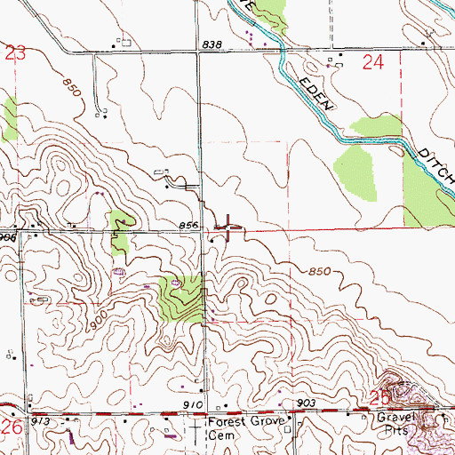 Topographic Map of Forest Grove Dairy, IN