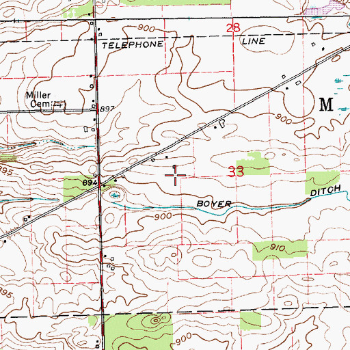 Topographic Map of Ladon Farms, IN
