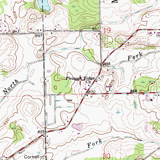 Topographic Map of Leann Acres, IN