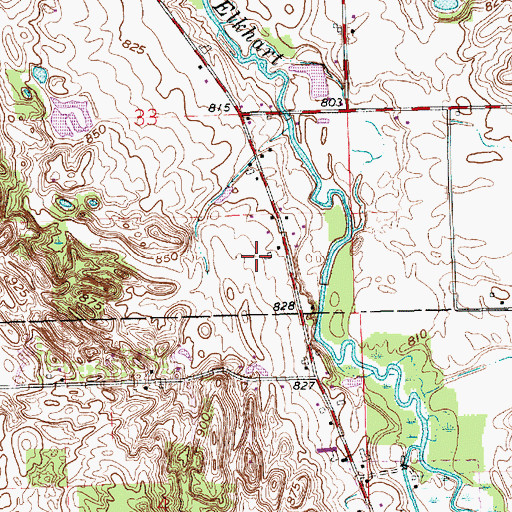Topographic Map of Smeltzer Farms, IN