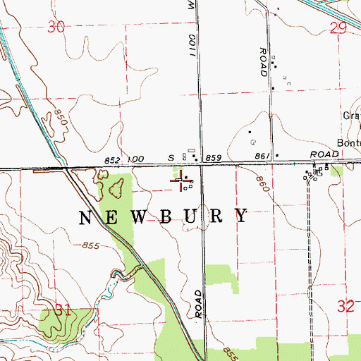 Topographic Map of Miller Farms, IN
