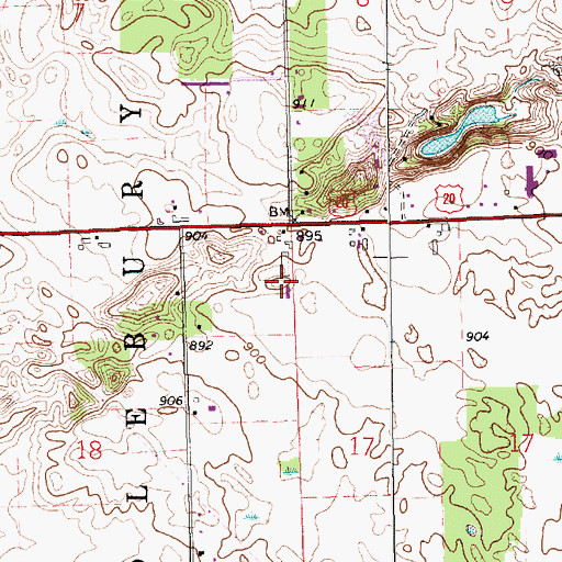 Topographic Map of Harmony Acre Farm, IN