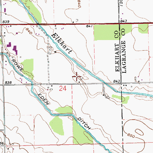 Topographic Map of Mid River Farms, IN