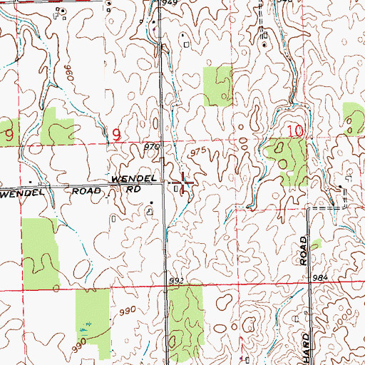 Topographic Map of Lennartz Farms, OH