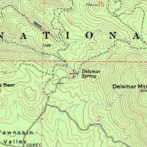 Topographic Map of Delamar Spring, CA