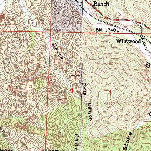 Topographic Map of Delta Canyon, CA