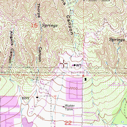 Topographic Map of Demens Canyon, CA