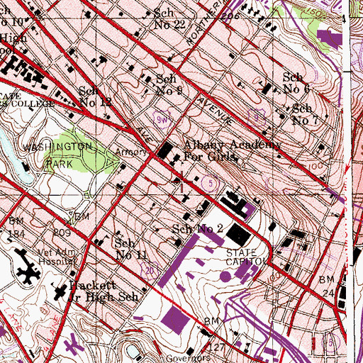 Topographic Map of Harmanus Bleeker Library (historical), NY
