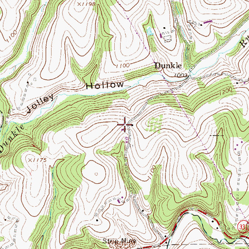 Topographic Map of Kearns Farms, PA