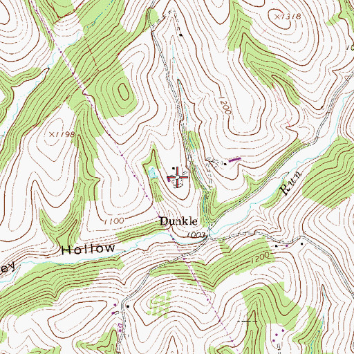 Topographic Map of Rush Run Farm, PA