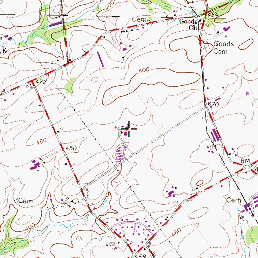 Topographic Map of Vista Meadows Farms, PA