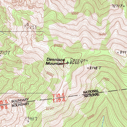 Topographic Map of Dennison Mountain, CA