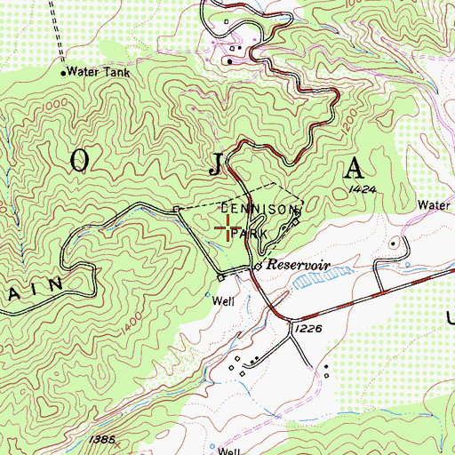 Topographic Map of Dennison Park, CA