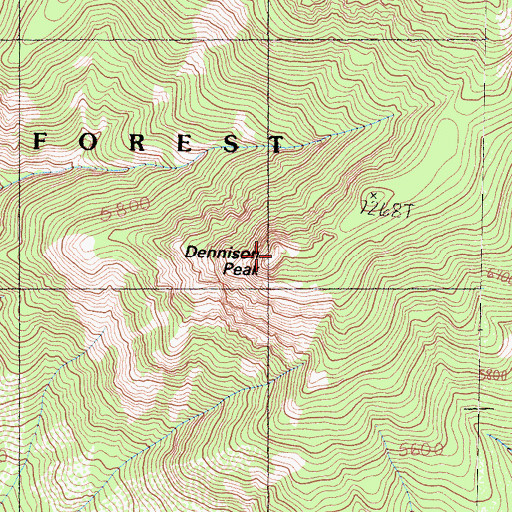 Topographic Map of Dennison Peak, CA