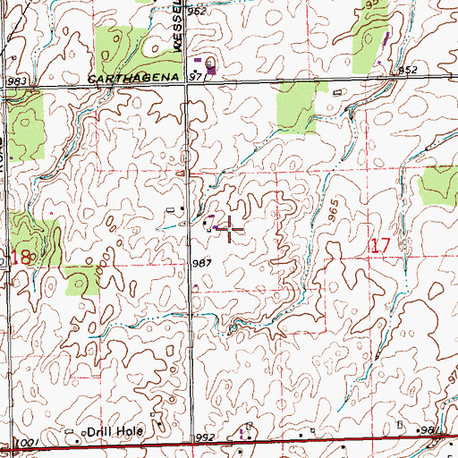 Topographic Map of Theo Farms, OH