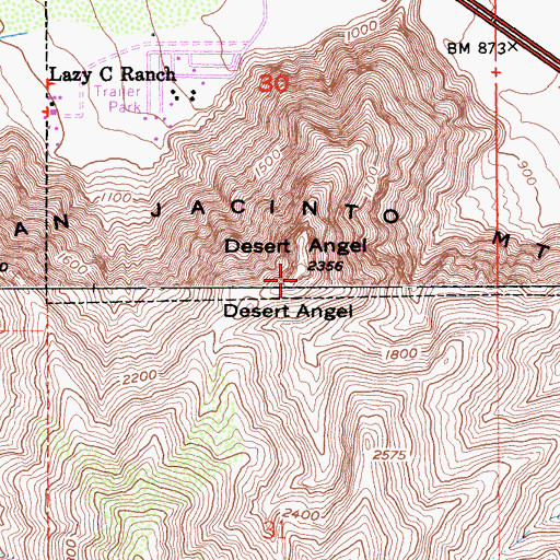 Topographic Map of Desert Angel, CA