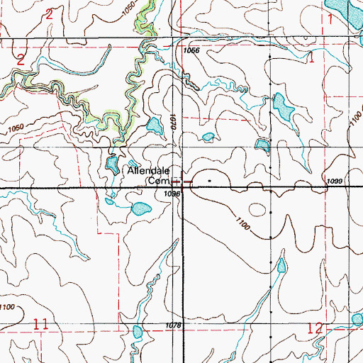 Topographic Map of Devine Cemetery, OK