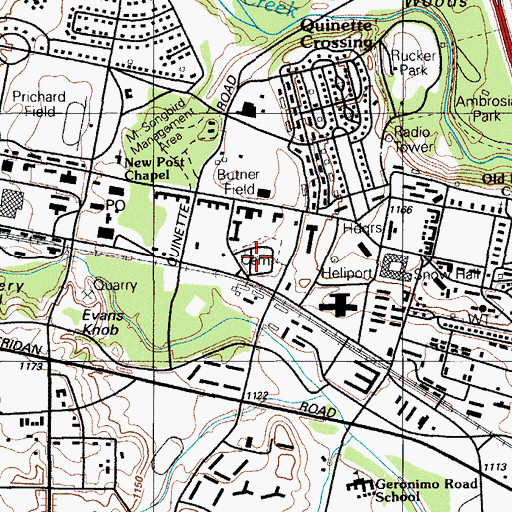 Topographic Map of Fort Sill Post Cemetery, OK