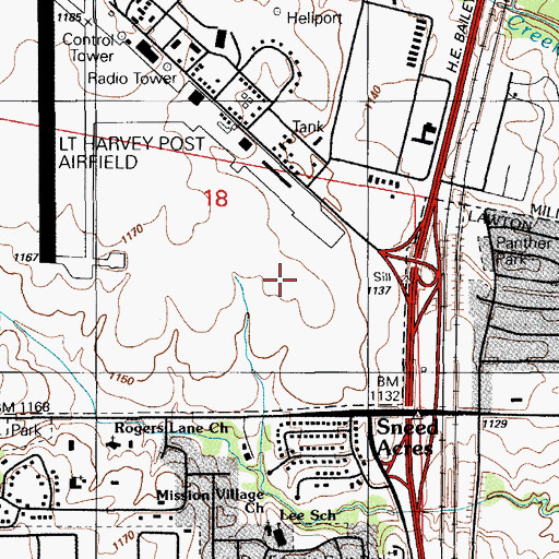 Topographic Map of Indian Agency Cemetery, OK