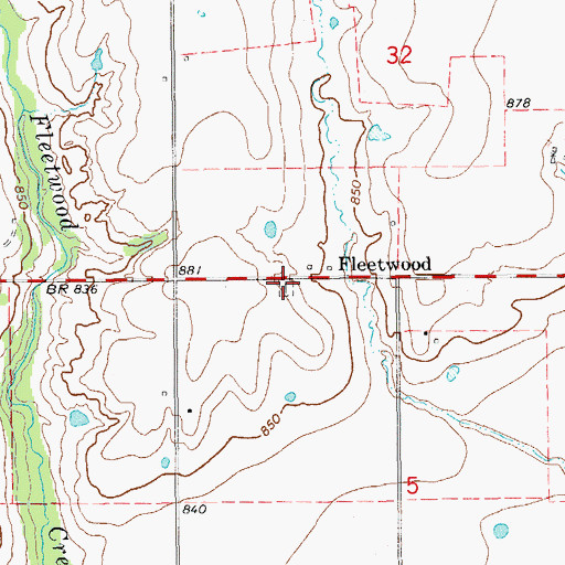 Topographic Map of Fleetwood Cemetery, OK