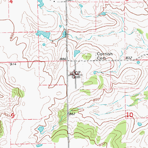 Topographic Map of Ringling Memorial Cemetery, OK