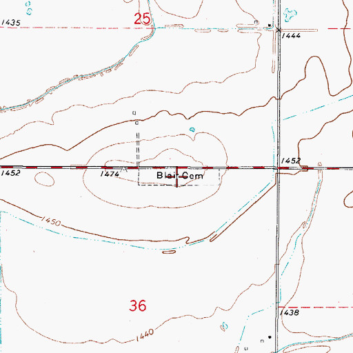 Topographic Map of Blair Cemetery, OK