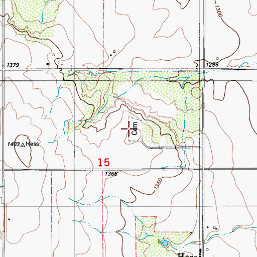 Topographic Map of Hess Cemetery, OK