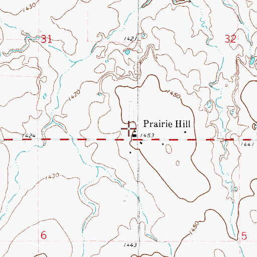 Topographic Map of Prairie Hill Cemetery, OK