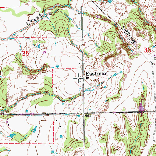 Topographic Map of Eastman Cemetery, OK