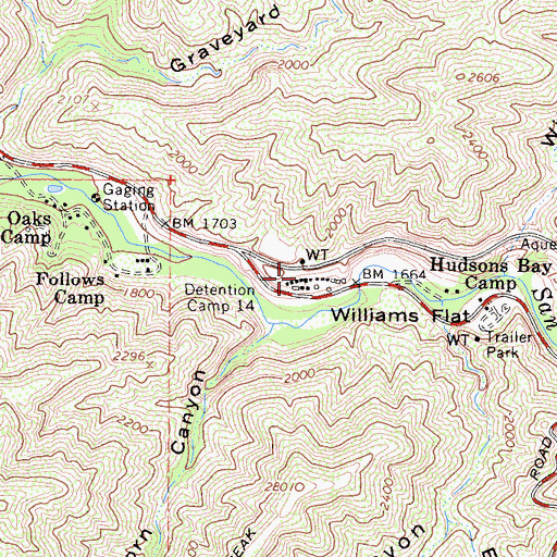 Topographic Map of Detention Camp, CA