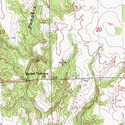 Topographic Map of Ran Cemetery, OK