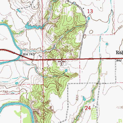 Topographic Map of Rubottom Cemetery, OK